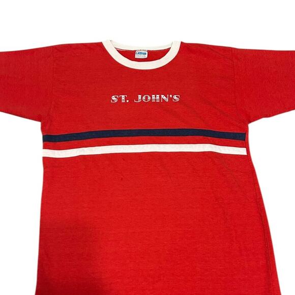 St.John’s University 80’s Striped Retro College Tee - Picture 2 of 6